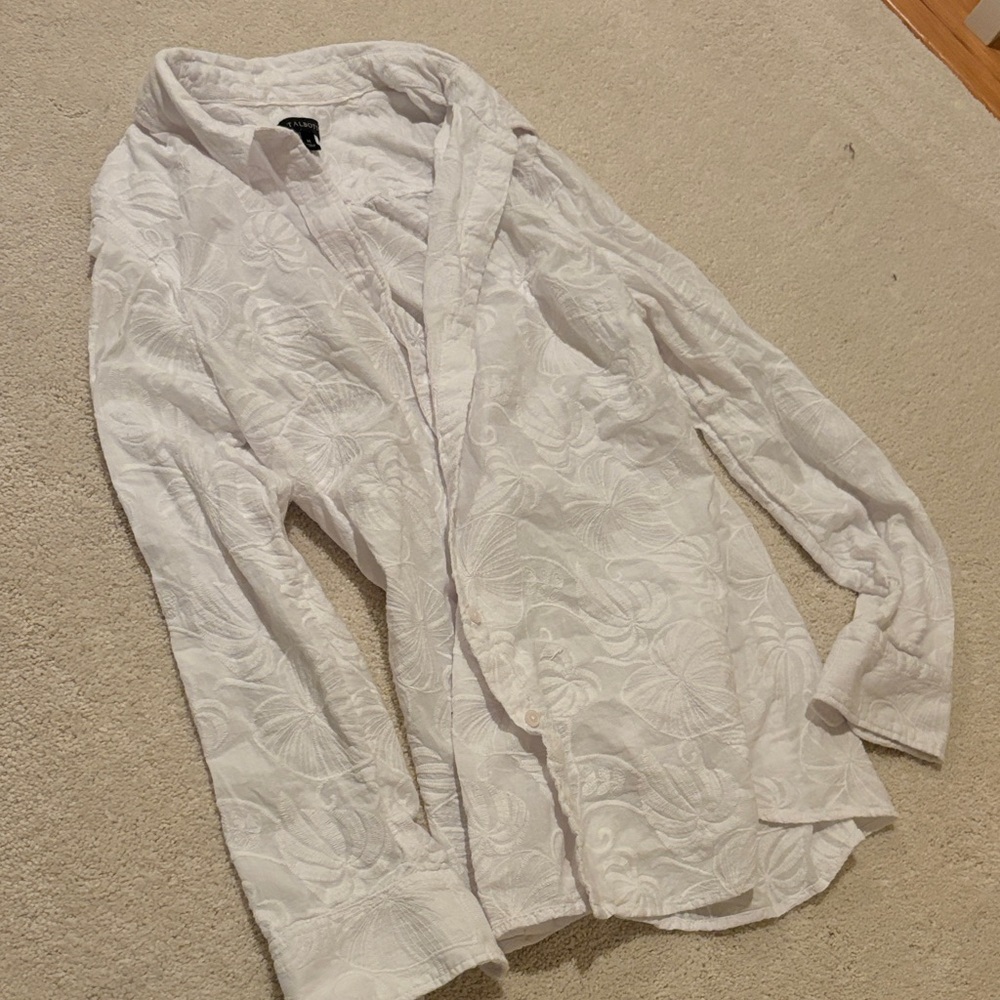 Talbots White Textured Blouse